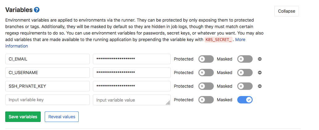 gitlab variables